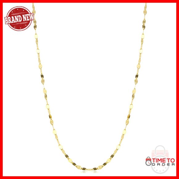 14K Solid Yellow Gold Mirror Link Chain Necklace 1.9mm 18 Inch